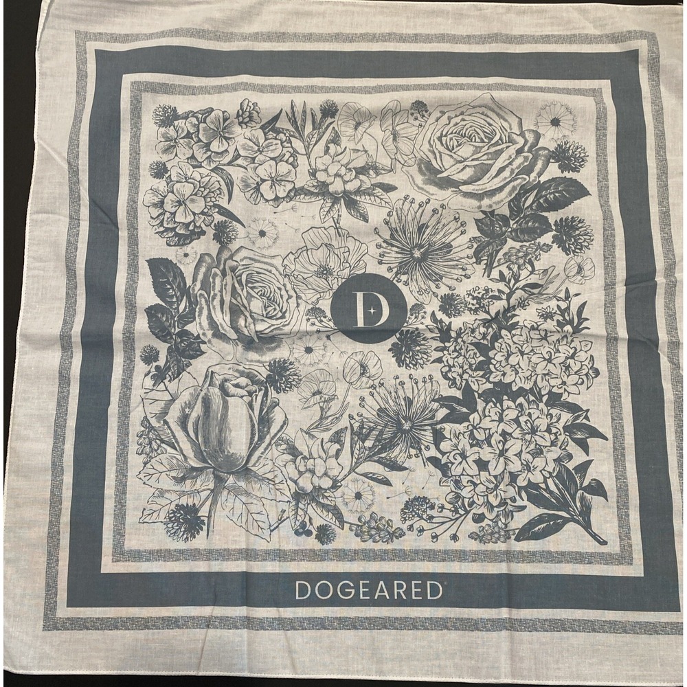 2 Dog Eared Brand Cotton Bandana Limited Edition Flowers 21" Scarf Hankie Napkin